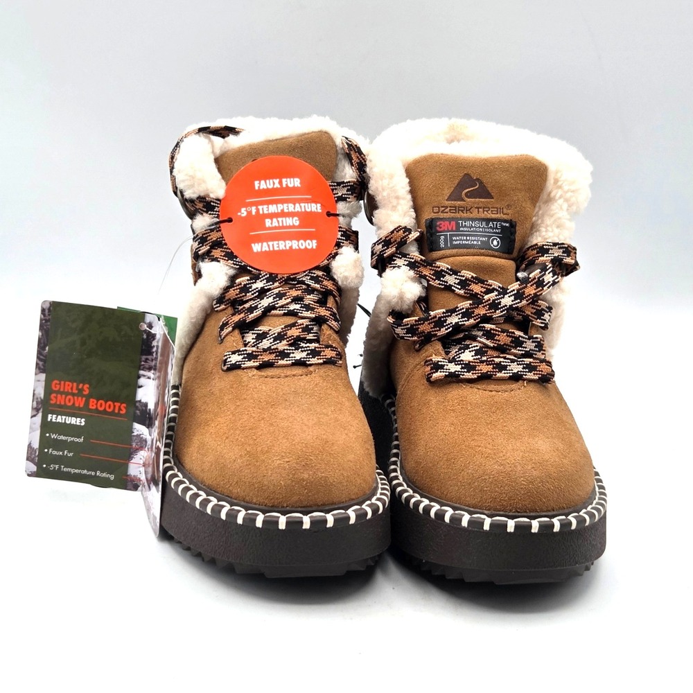 OZARK TRAIL LITTLE GIRLS‎ SUEDE SNOW BOOTS, SZ 1, 3M THINSULATE, WATERPROOF NWT